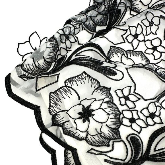 ERIN by Erin Fetherston Appliqué Dress Size 2 Black & White Floral Sleeveless - Picture 14 of 14